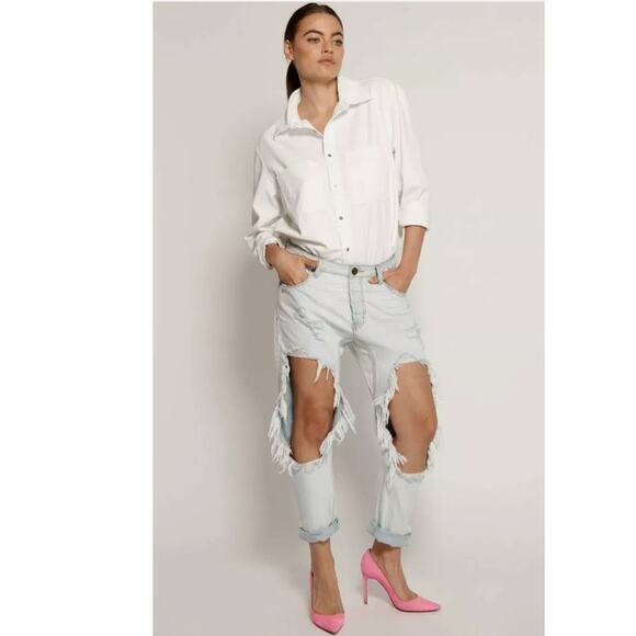 New One Teaspoon Brando Saints Destroyed Denim Jeans $178 Size 26 - Picture 3 of 8